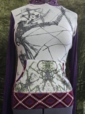 Women's Purple and White Graphic Pullover Hoodie